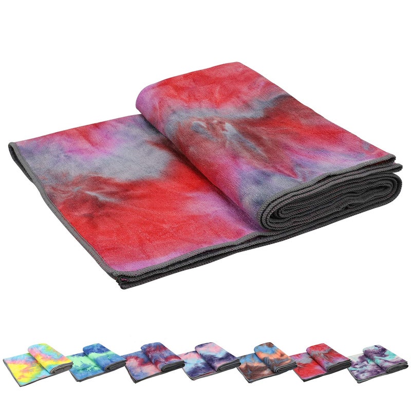 Pefi Yoga Towels , Non Slip Hot Yoga Towel Skidless Waffle Texture, 100% Absorbent Odorless Microfiber Yoga Blanket, Standard Sized 24 inchx72 inch Mat Towel (Pink & Red)1 - Image 1